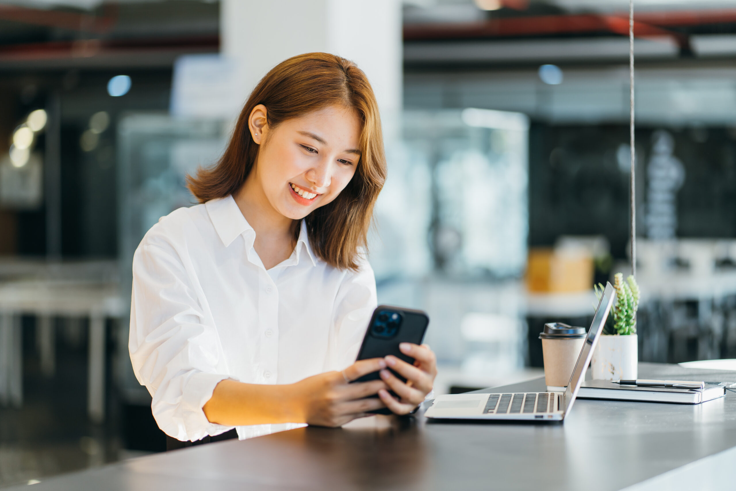 Woman looking at her phone